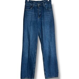 Dark Blue Denim High Waisted Classic Straight Leg Women's Jeans